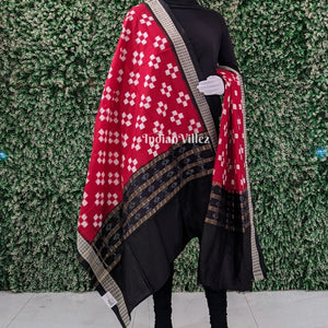 Red Pasapali Theme Pure Sambalpuri Silk Dupatta
