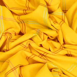 Yellow Handloom Bhujodi Cotton Saree With Checks