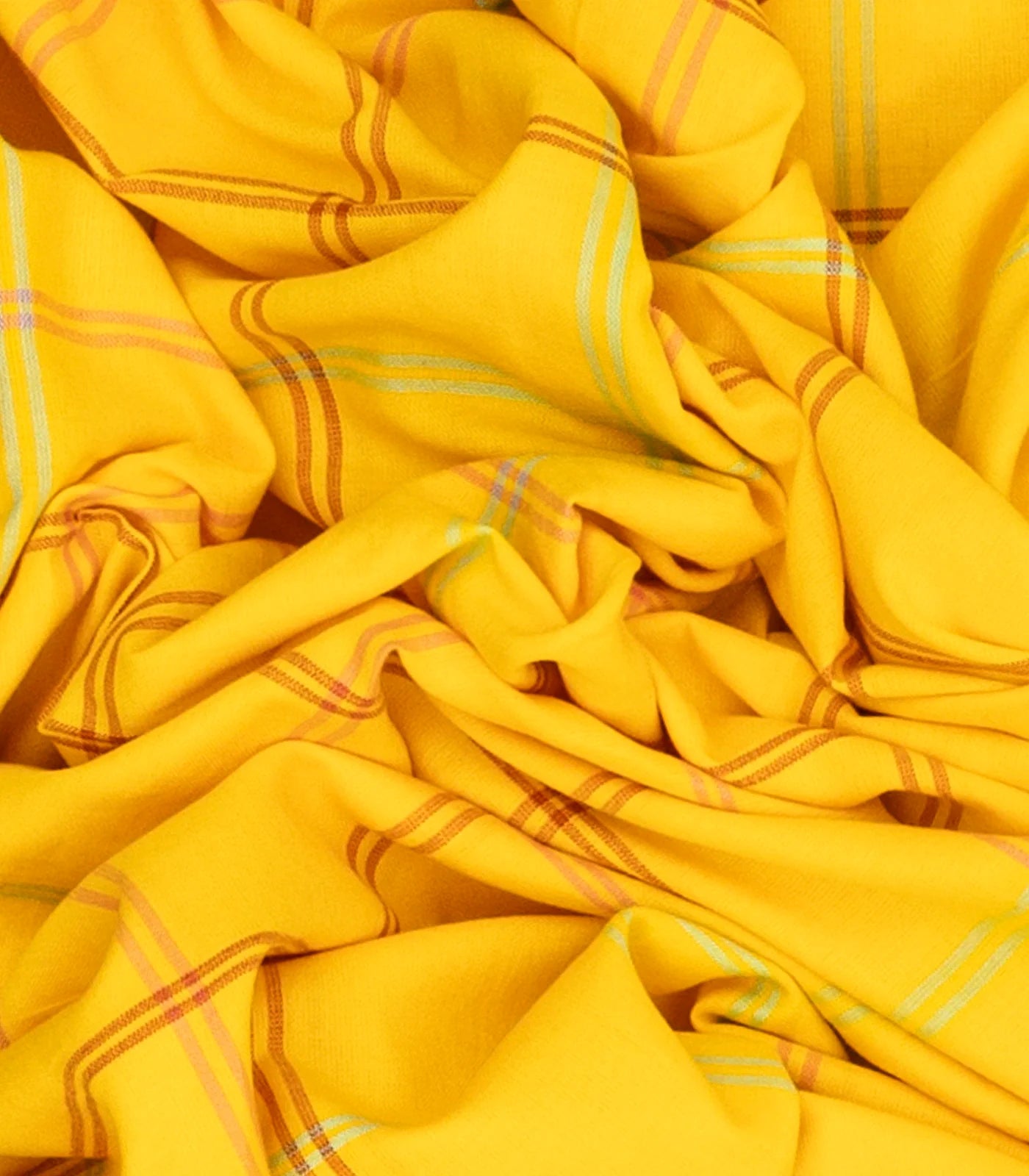 Yellow Handloom Bhujodi Cotton Saree With Checks