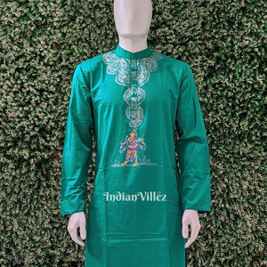Rama Green Hand-Painted Pattachitra Kurta