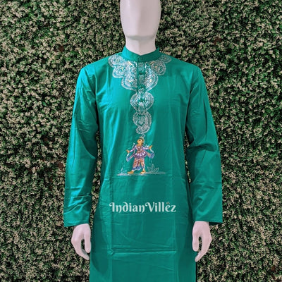 Rama Green Hand-Painted Pattachitra Kurta