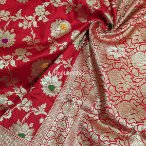 Red Designer Banarasi Meenakari Katan Silk Saree