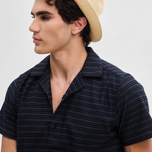 Grey Textured Stripes Shirt