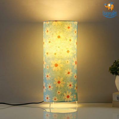 Floral Printed Cylindrical Lamp