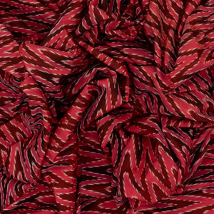 Crimson Handwoven Orissa Cotton Saree And Tie & Dye Chevron Motifs