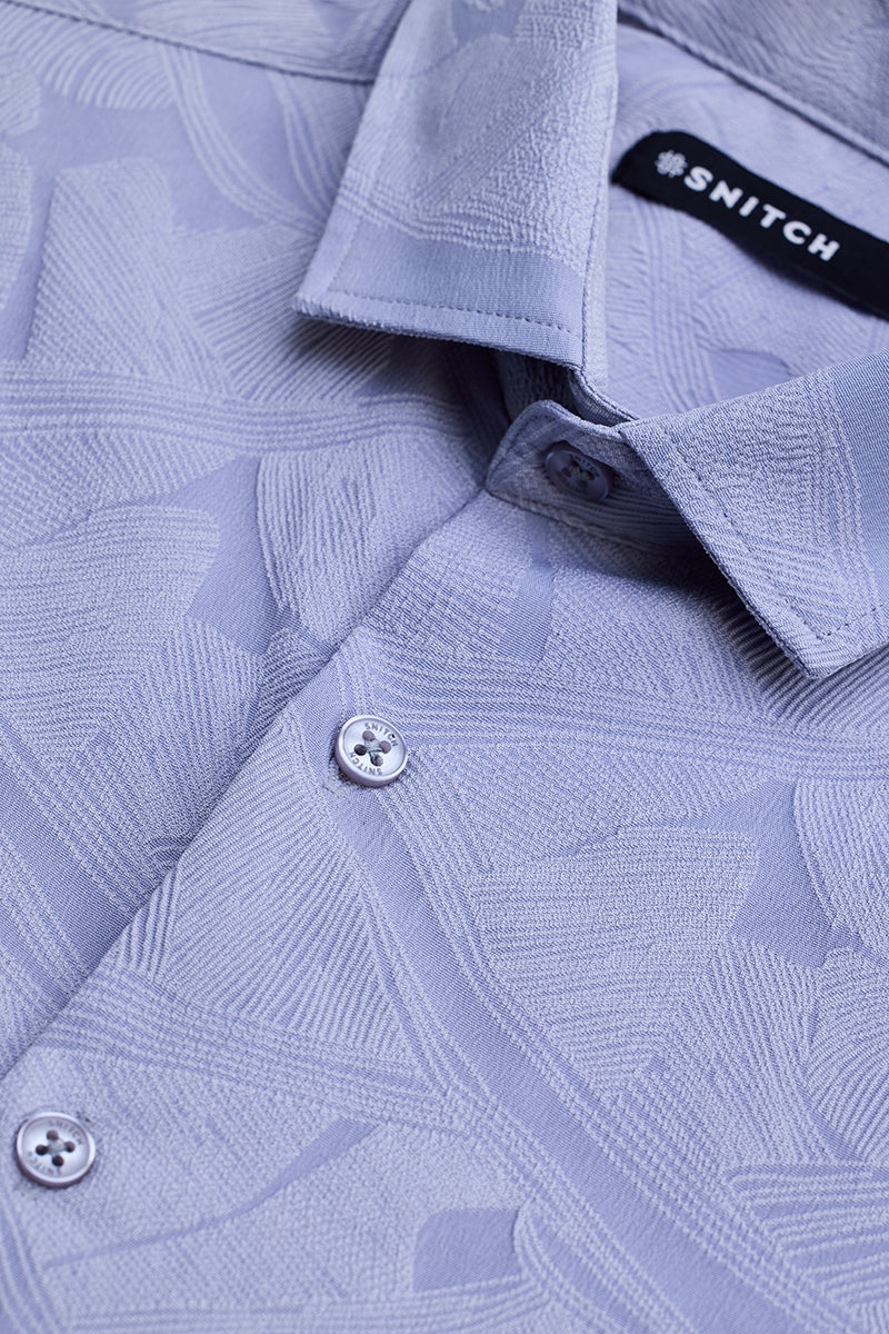 Light Blue Slim Fit Self-Design Shirt