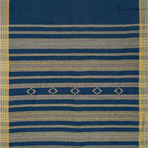 Indigo Handloom Bhujodi Cotton Saree With Buttas