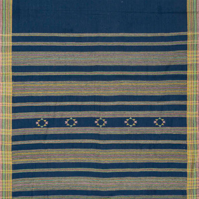 Indigo Handloom Bhujodi Cotton Saree With Buttas