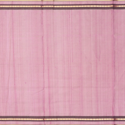 Lilac Handloom Silk Cotton Saree With Zari Checks
