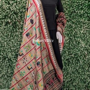 Beige Odisha Handloom Nabakothi Silk Dupatta