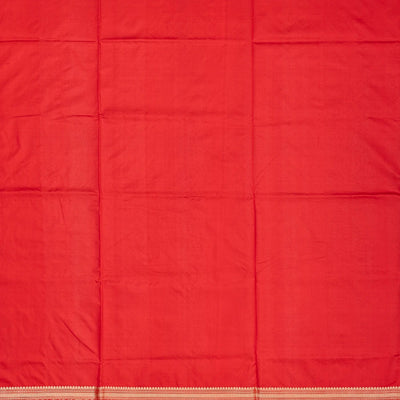 Red Banarasi Silk Saree With Floral Buttas