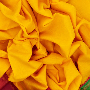 Yellow Woven Bengal Cotton Saree With Red Border