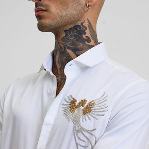 White Embellished Slim Fit Shirt