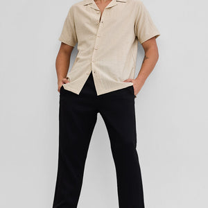 Black Self-Design Slim Fit Trousers