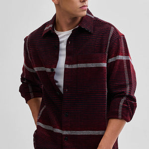 Red Cord Textured Overshirt