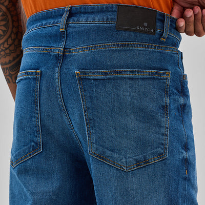 Blue Distressed Slim Fit Jeans