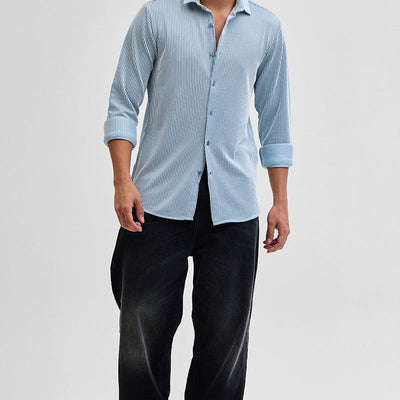 Blue Stripes Slim Fit Stretch Shirt