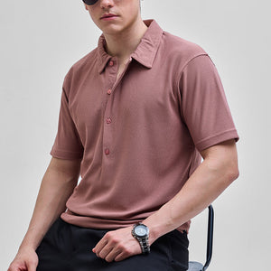 Mauve Textured Polo T-Shirt