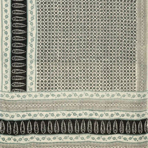 White Woven Jaipur Cotton Saree And Printed Floral Motifs