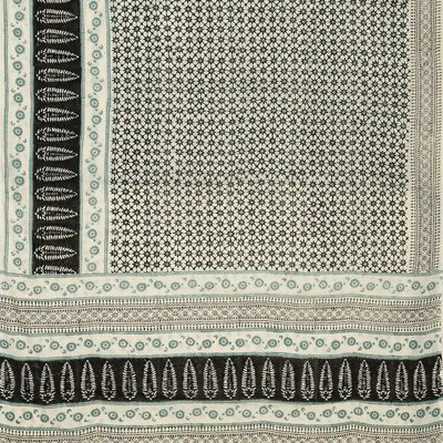 White Woven Jaipur Cotton Saree And Printed Floral Motifs