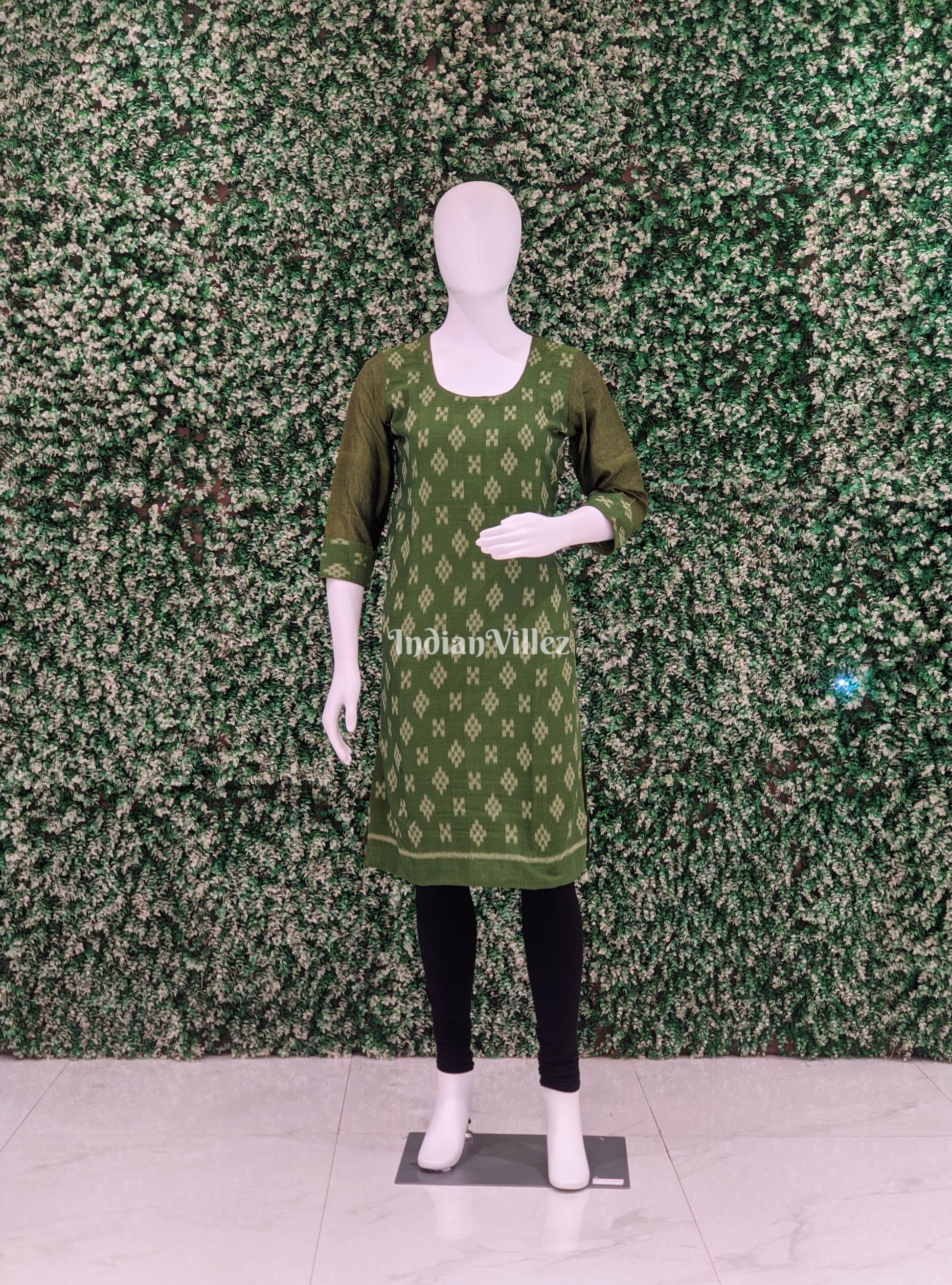 Mehendi Green Odisha Ikat Designer Cotton Kurti