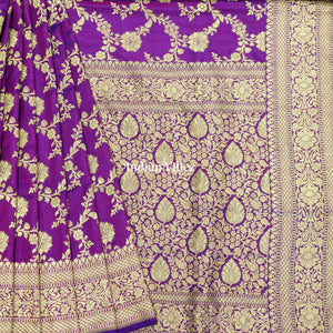Purple Floral Designer Katan Silk Banarasi Saree