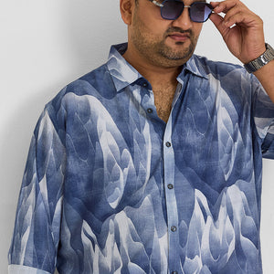 Blue Abstract Regular Fit Shirt