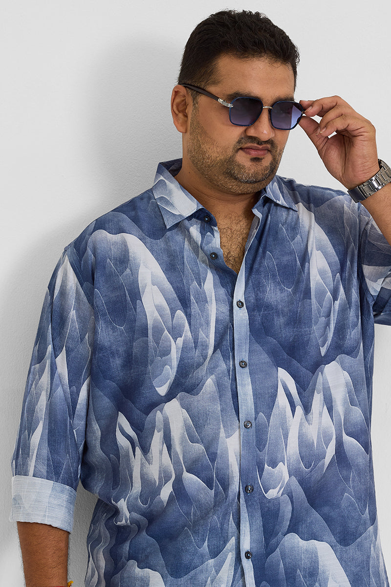 Blue Abstract Regular Fit Shirt