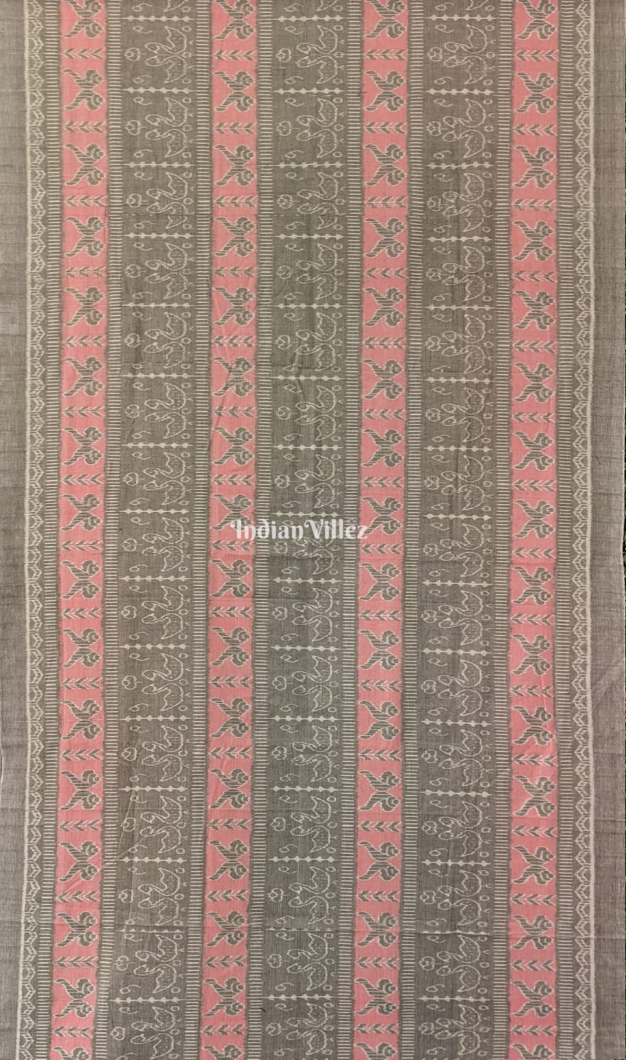 Pink Grey Odisha Ikat Pure Sambalpuri Cotton Saree