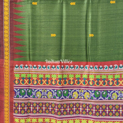 Mehendi Green Garden Themed Gopalpur Tussar Silk Saree (State Award Nominated)