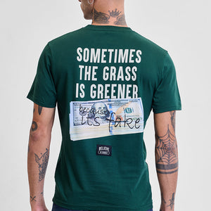 Grass is Greener Green Graphic Print Slim Fit T-Shirt