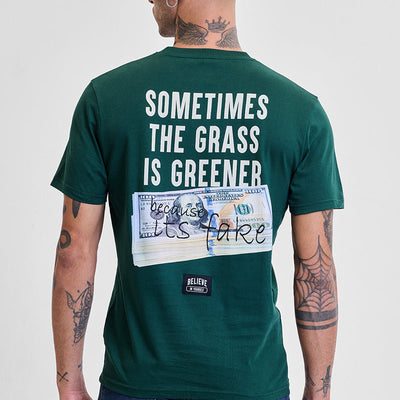 Grass is Greener Green Graphic Print Slim Fit T-Shirt