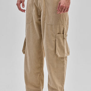Beige Baggy Fit Cargo Pants