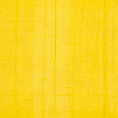 Lemon Yellow Handloom Kanchi Cotton Saree With Lotus Buttas