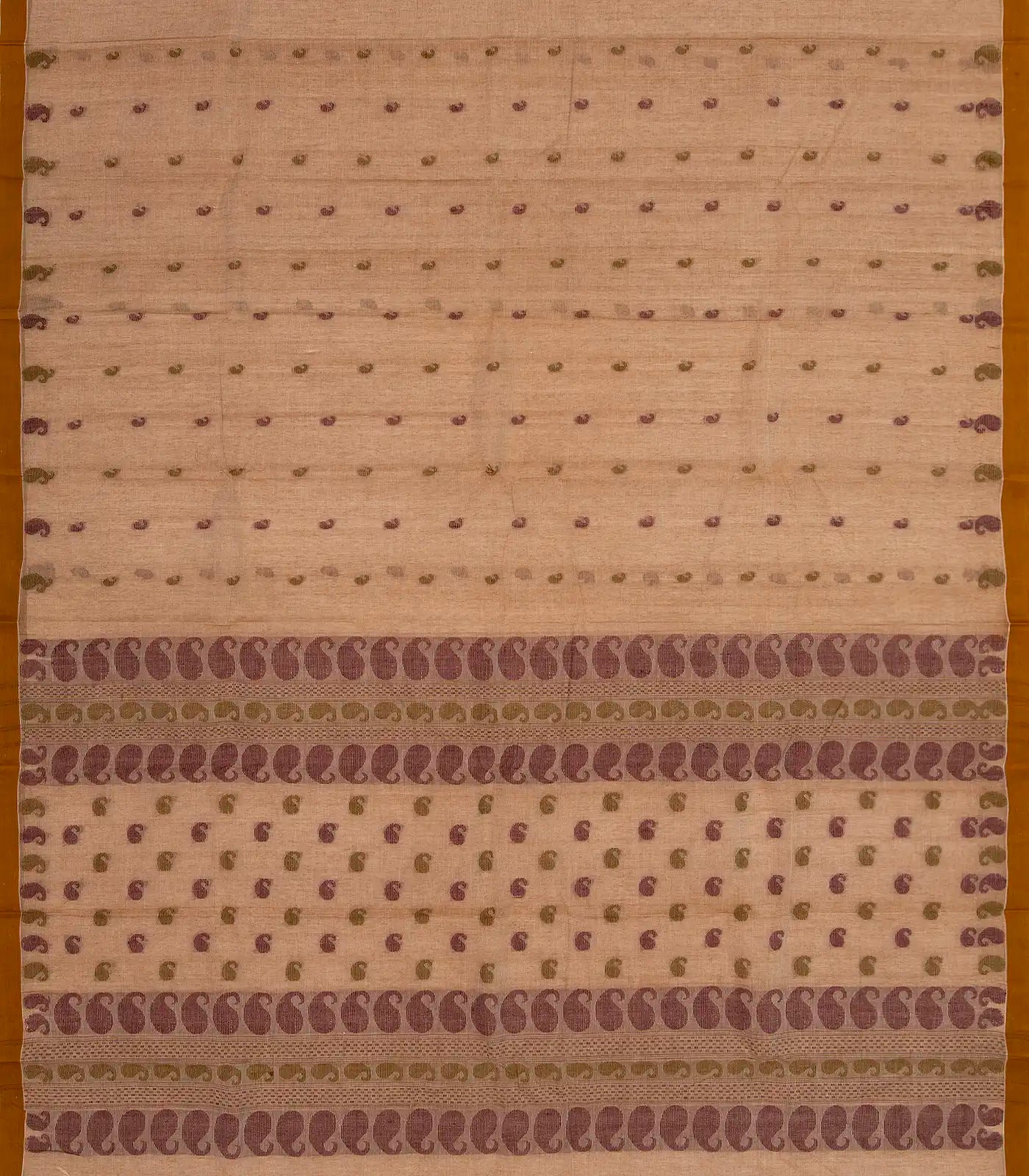Light Brown Bengal Cotton Saree With Mango Motifs