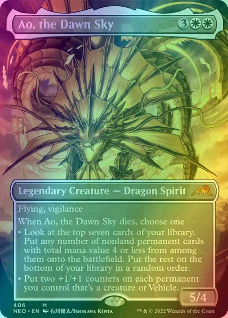 Ao, the Dawn Sky [406] [Borderless] [Kamigawa:: Neon Dynasty] [Foil]