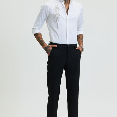 White Embellished Slim Fit Shirt