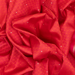 Dark Peach Handloom Kanchipuram Silk Saree With Jaal Kamalam Motifs