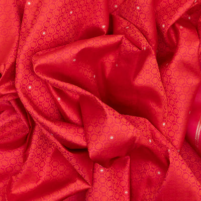 Dark Peach Handloom Kanchipuram Silk Saree With Jaal Kamalam Motifs