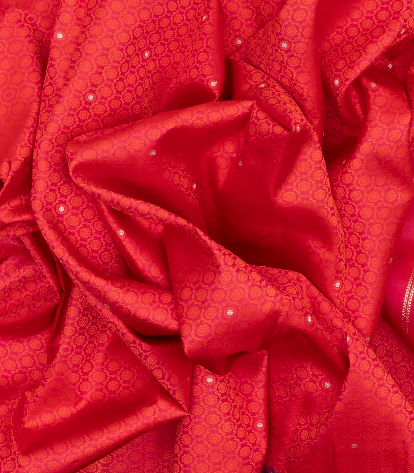 Dark Peach Handloom Kanchipuram Silk Saree With Jaal Kamalam Motifs