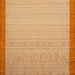 Taupe Handloom Bengal Cotton Saree With Diamond Buttas