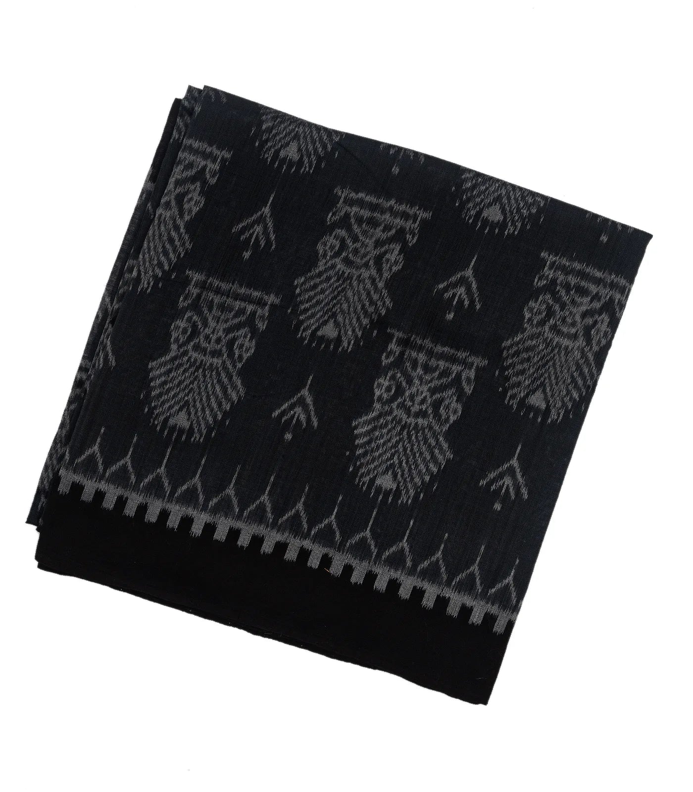 Black Handloom Orissa Cotton Saree With Tie & Dye Floral Motifs