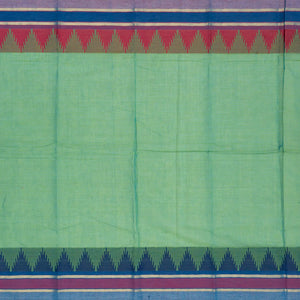 Aquamarine Handloom Chettinad Cotton Saree With Floral Buttas