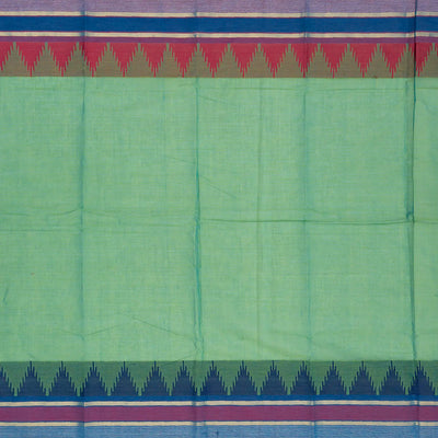 Aquamarine Handloom Chettinad Cotton Saree With Floral Buttas