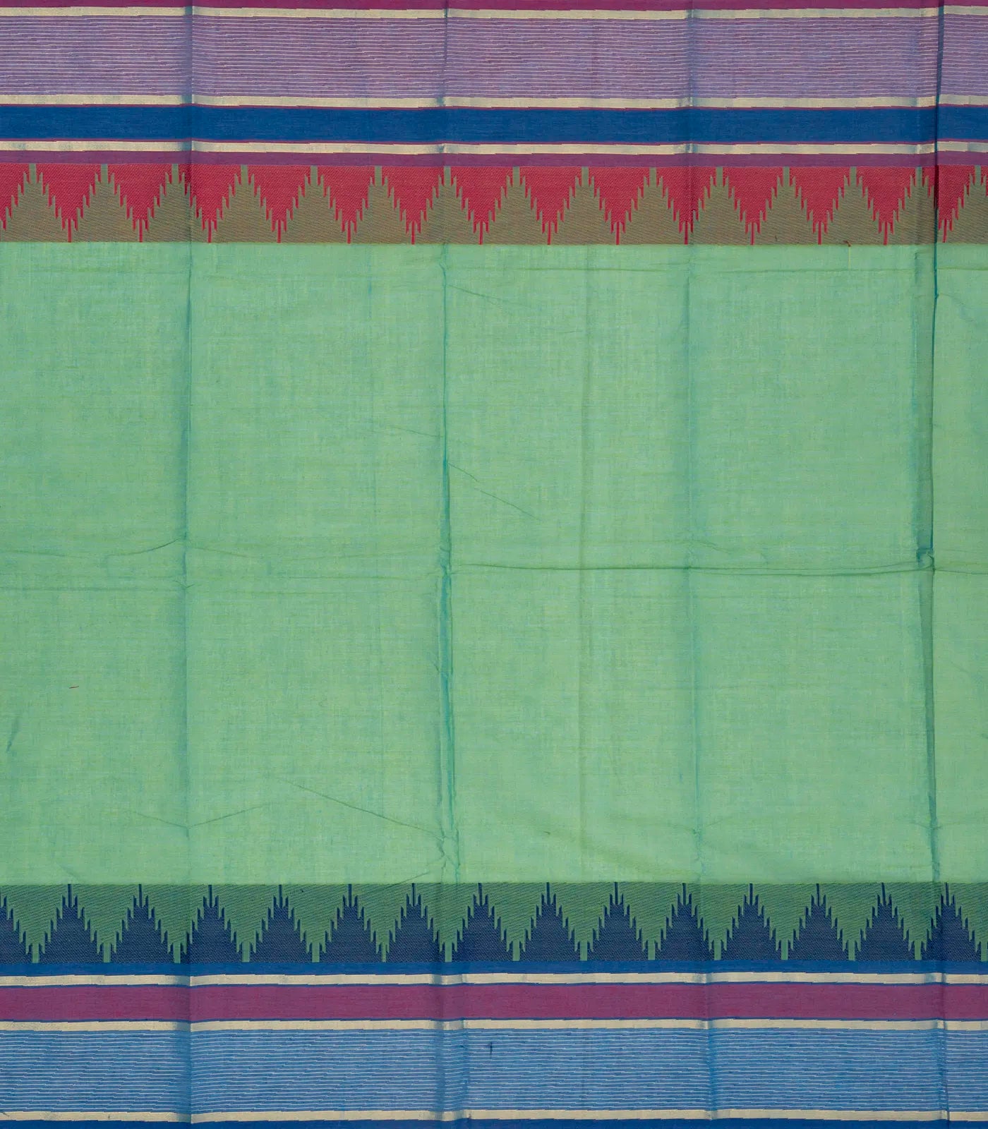 Aquamarine Handloom Chettinad Cotton Saree With Floral Buttas