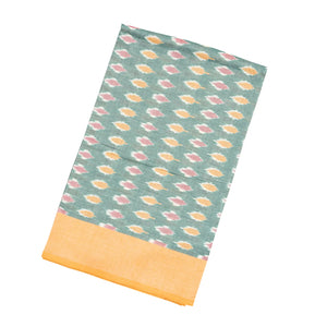 Shadow Green Handloom Orissa Cotton Saree With Tie & Dye Floral Motifs