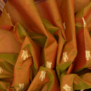 Mustard Handloom Silk Cotton Saree With Parrot Buttas