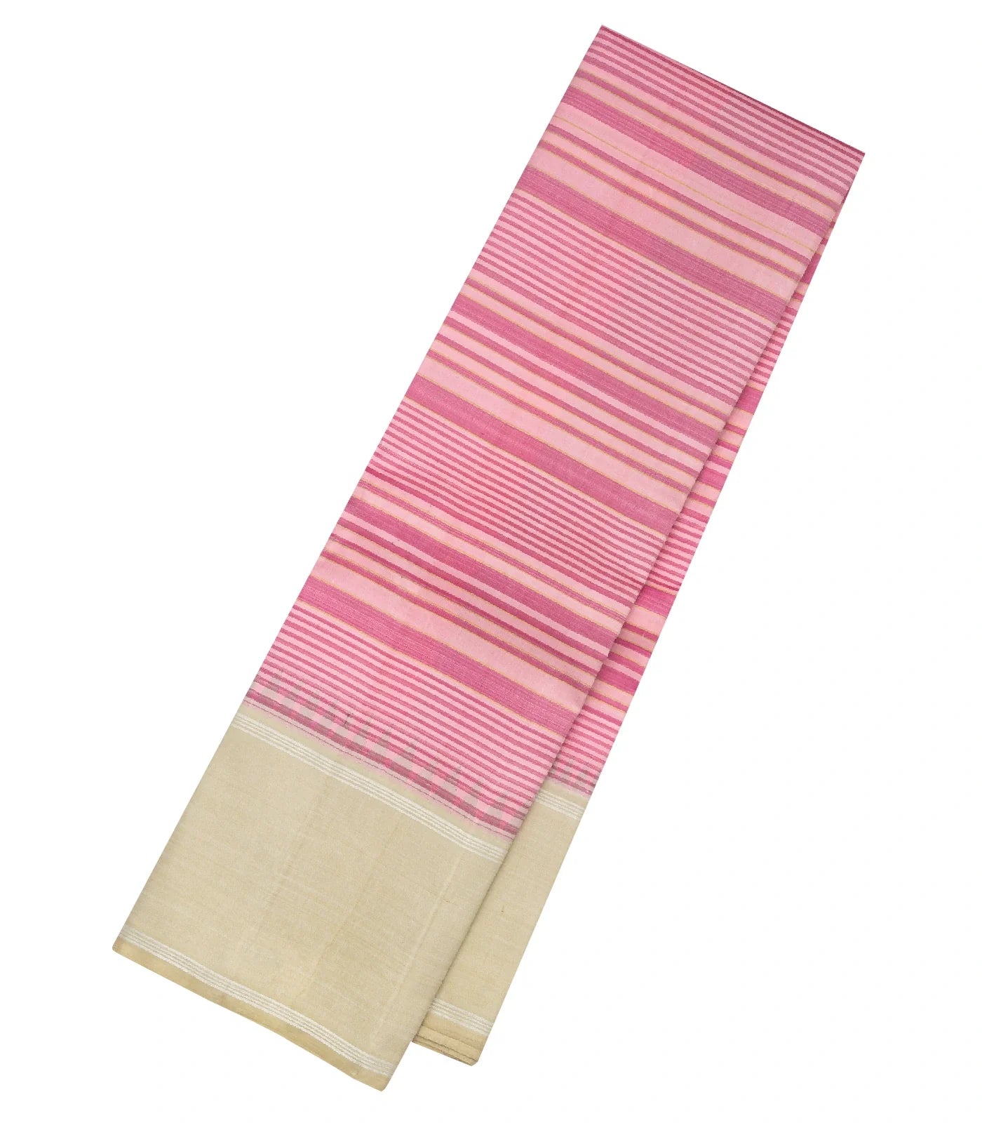 Bubble Gum Pink Handloom Kanchipuram Silk Saree With Stripes