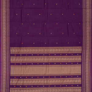 Purple Handloom Kanchi Cotton Saree With Coin Buttas