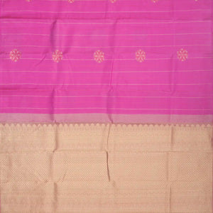 Bubblegum Pink Silk Saree With Zari Stripes & Buttas
